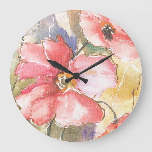 Reloj Redondo Grande Soft Poppies I (Anverso)
