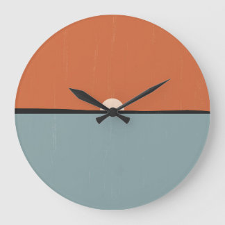 Reloj Redondo Grande Sol abstracto moderno y Naranja marino Blue Sunset