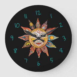 Reloj Redondo Grande Sol Celestial Negro Minimalista moderno