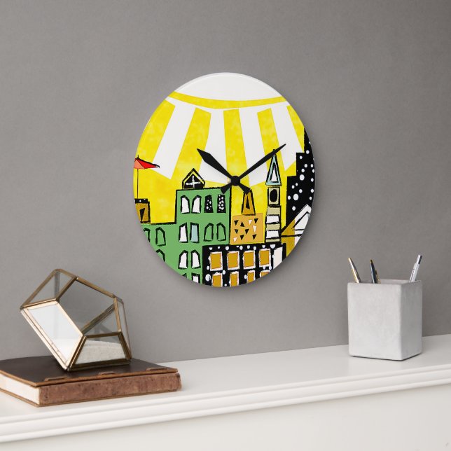 RELOJ REDONDO GRANDE SOL EN LA CIUDAD (Oficina)