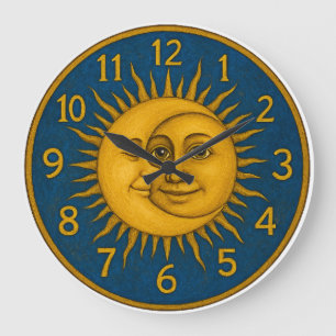 Reloj Redondo Grande Sol y Luna