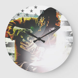 Reloj Redondo Grande Soldador de la bandera americana