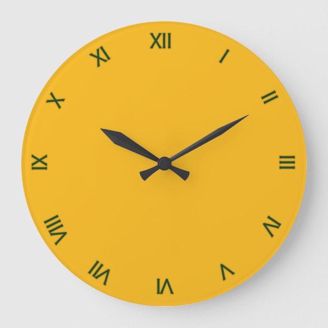 Reloj Redondo Grande Sólido azafrán amarillo / oro con números romanos (Anverso)