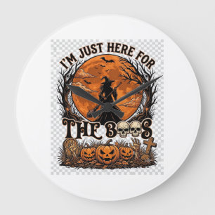 Reloj Redondo Grande Sólo Aquí Boos Halloween Bruja Luna Calabazas_1