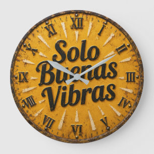 Reloj Redondo Grande Solo Buenas Vibras Spanish Quote Positive