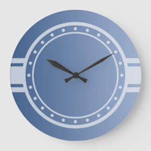Reloj Redondo Grande SÓLO COLOR gradientes azul - anillo y puntos blanc