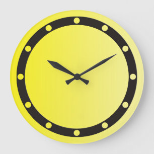 Reloj Redondo Grande SÓLO COLOR gradientes limón - anillo y puntos negr