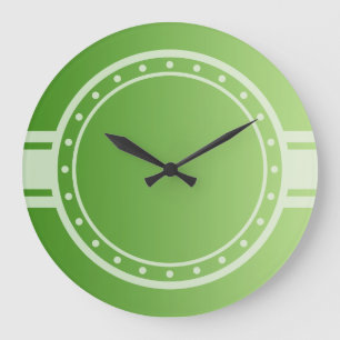 Reloj Redondo Grande SÓLO COLOR gradientes verde - anillo y puntos blan