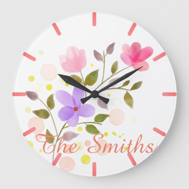 Reloj Redondo Grande Sólo flores espléndidas (Anverso)