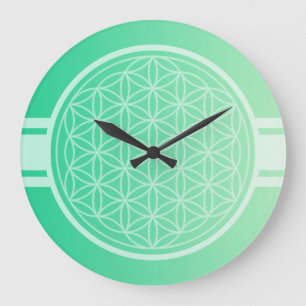 Reloj Redondo Grande SÓLO gradientes COLOR verde océano - Flor de vida