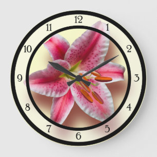 Reloj Redondo Grande Solo lirio rosado del Stargazer