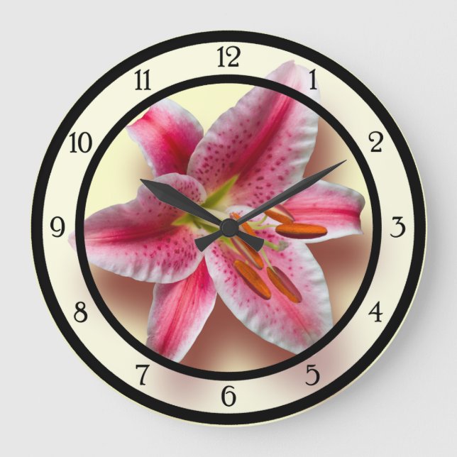 Reloj Redondo Grande Solo lirio rosado del Stargazer (Anverso)