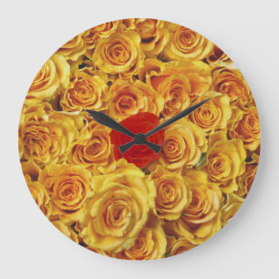 Reloj Redondo Grande Solo rojo en rosas amarillos de la cama