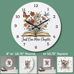 Reloj Redondo Grande Solo un capítulo más, libro, flores mariposa,