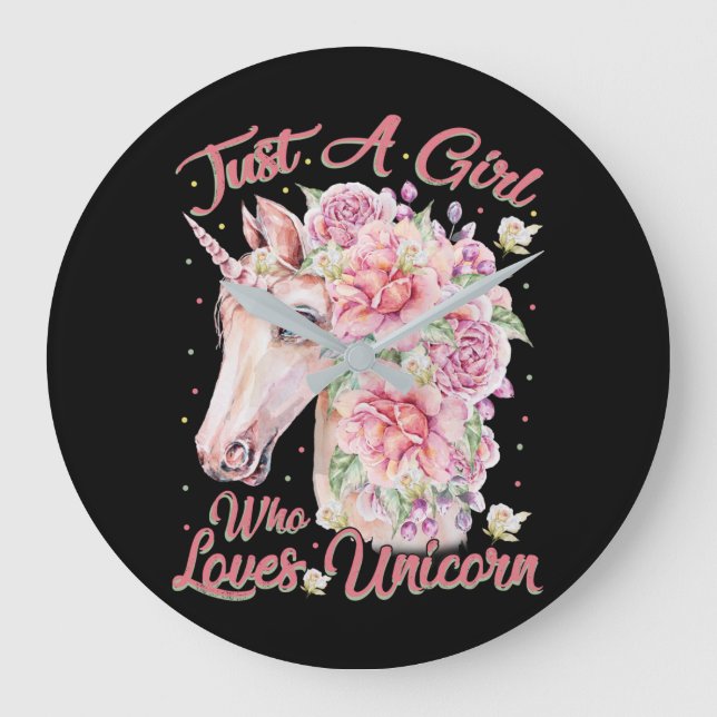 Reloj Redondo Grande Solo un Chica que ama a Unicorn (Anverso)