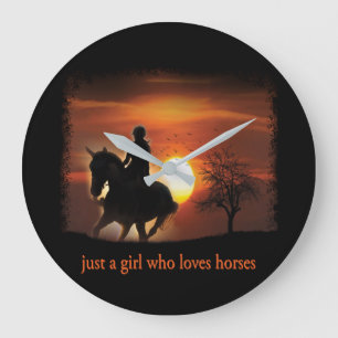 Reloj Redondo Grande solo un chica que ama los caballos