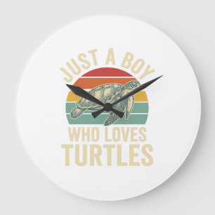 Reloj Redondo Grande Solo un chico que ama las tortugas Camiseta vintag