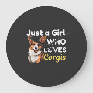 Reloj Redondo Grande Sólo una chica que ama a los Corgis