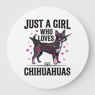 Reloj Redondo Grande Solo Una Chica Que Ama Chihuahuas Diseño Vintage D