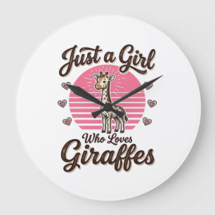 Reloj Redondo Grande Solo una chica que ama las jirafas Diseño de camis