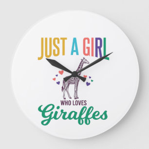 Reloj Redondo Grande Solo una chica que ama las jirafas Diseño vectoria