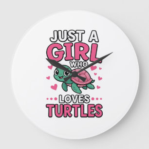 Reloj Redondo Grande Solo una chica que ama las tortugas Cute Turtle Ve