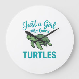 Reloj Redondo Grande Solo una chica que ama las tortugas grabado vintag