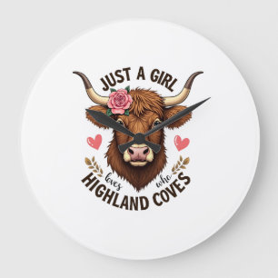 Reloj Redondo Grande Solo Una Chica Que Ama Las Vacas De Terreno Alto F