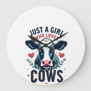 Reloj Redondo Grande Solo Una Chica Que Ama Las Vacas Vintage Amante De