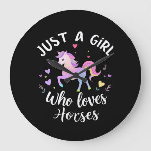 Reloj Redondo Grande Solo una chica que ama los caballos