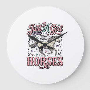 Reloj Redondo Grande Solo Una Chica Que Ama Los Caballos Diseño Vector