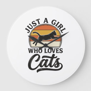Reloj Redondo Grande Solo una chica que ama los gatos Diseño de gato re