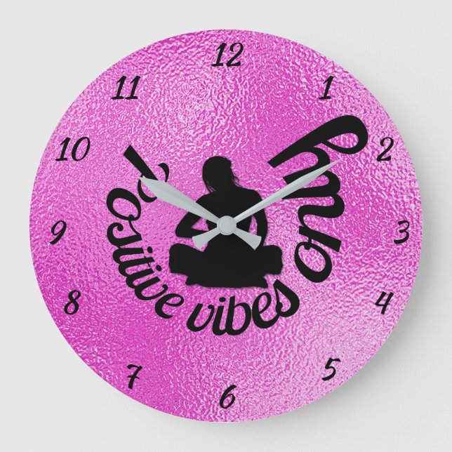 Reloj Redondo Grande Sólo vibraciones positivas Zen Yoga Meditación Púr (Anverso)