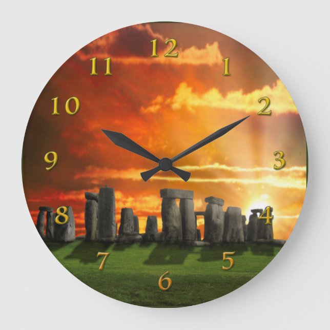 RELOJ REDONDO GRANDE SOLSTICE DE INVIERNO DE STONEHENGE (Anverso)