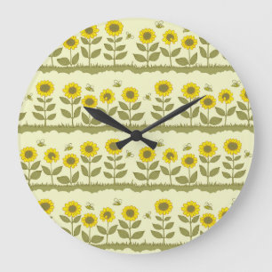 Reloj Redondo Grande Sombras, abejas, adorable patrón sin costuras.