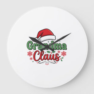 Reloj Redondo Grande Sombrero de Navidad de Santa Claus Abuela
