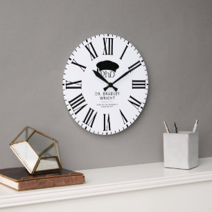 Reloj Redondo Grande Sombrero doctoral de doctorado personalizado Gradu