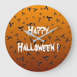 Reloj Redondo Grande Sombreros de Bruja de Halloween