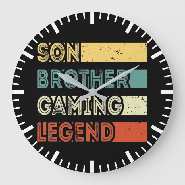 Reloj Redondo Grande Son, Brother, Gaming Legend, Video Game, Gamer (Anverso)