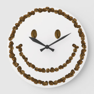Reloj Redondo Grande Sonríe con granos de café