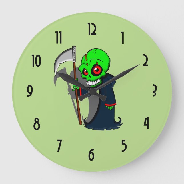 Reloj Redondo Grande Sonriente Grim Reaper Ilustracion de Guay espeluzn (Anverso)