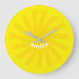 Reloj Redondo Grande Sonrisa sol amarillo brillante alegre diversión mo