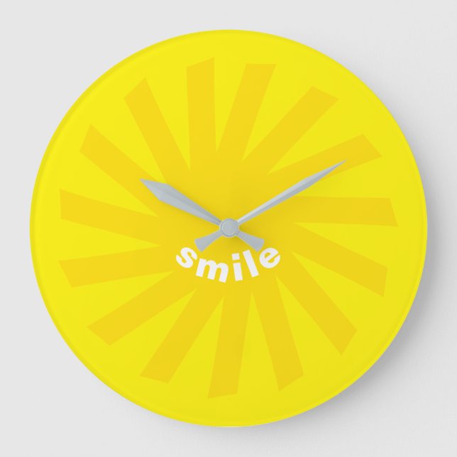 Reloj Redondo Grande Sonrisa sol amarillo brillante alegre diversión mo (Anverso)