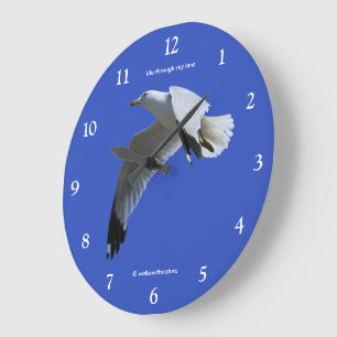 Reloj Redondo Grande Sorprendente ave corta de guijarros en vuelo