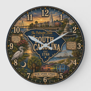 Reloj Redondo Grande South Carolina Palmetto State Coastal Charleston