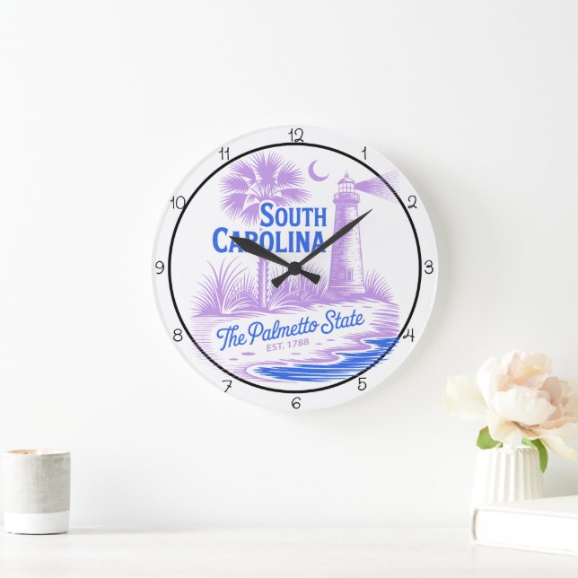 Reloj Redondo Grande South Carolina Palmetto State Lighthouse (Hogar)