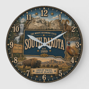 Reloj Redondo Grande South Dakota Mount Rushmore Rustic Wall Art
