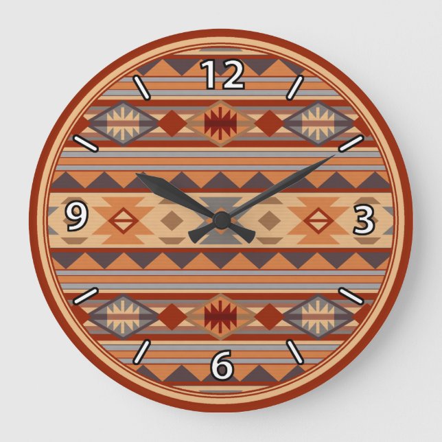 Reloj Redondo Grande Southwestern Design Tan (Anverso)