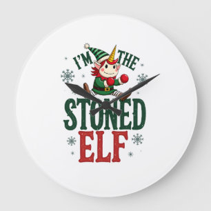 Reloj Redondo Grande Soy El Elfo Dronado De Navidad Vintage Dabbing Uni