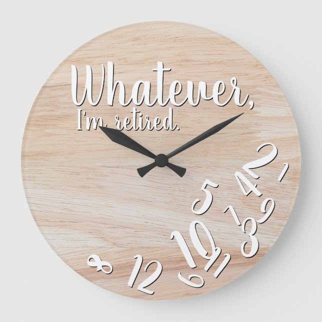 Reloj Redondo Grande Soy jubilado de retiro gracioso de Rustic Wood (Anverso)